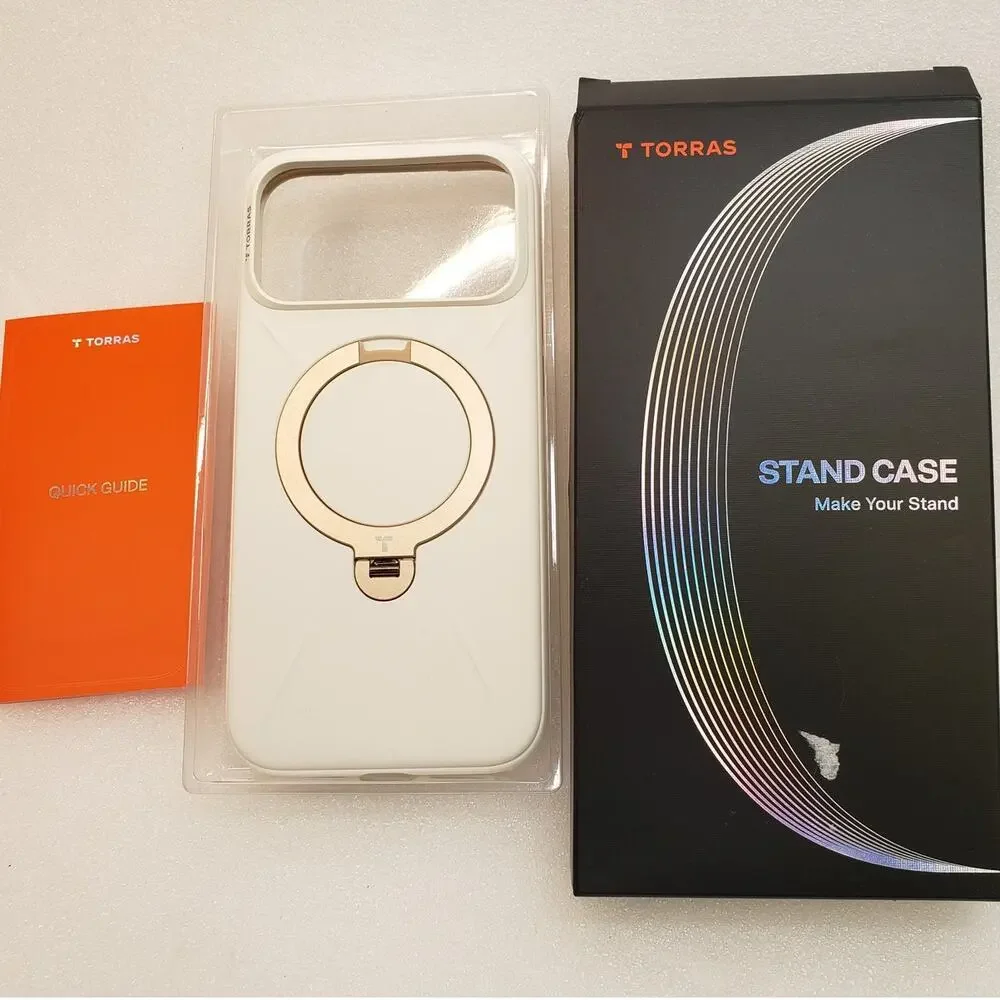 TORRAS Ostand Ring Magnetic Case with Stand for iPhone 17 Pro Max (White)